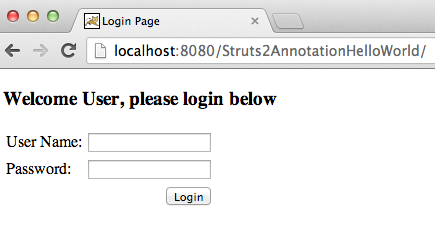 Struts Hello World Annotation login