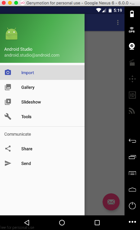 Android navigation view below status bar