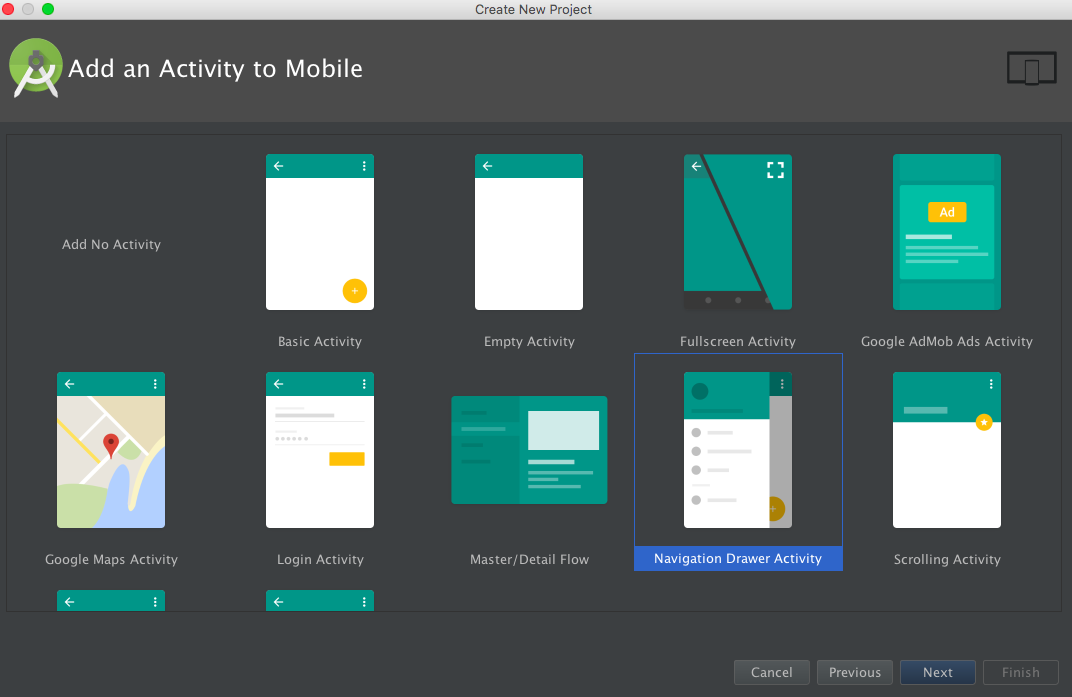 Android navigation view template