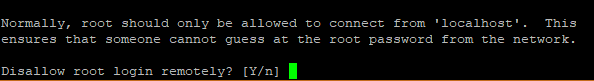 Disallow root login remotely