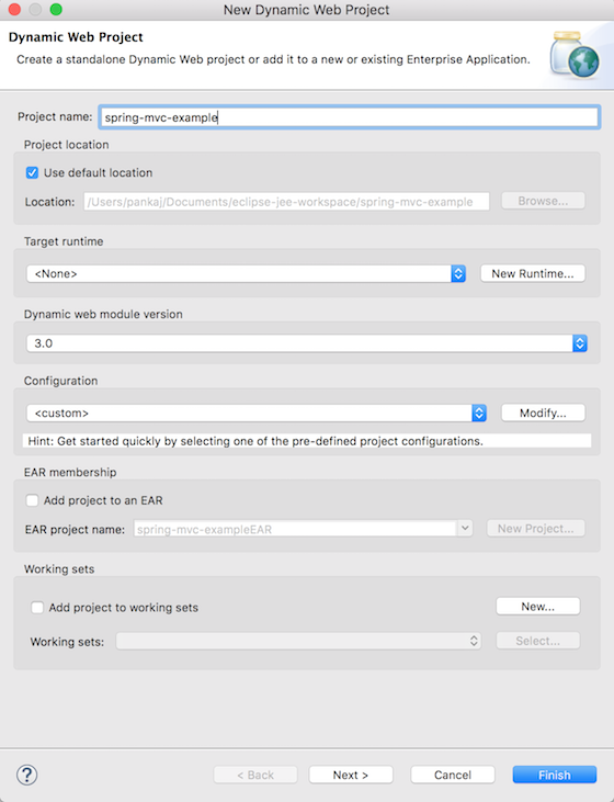 Eclipse dynamic web project name configuration