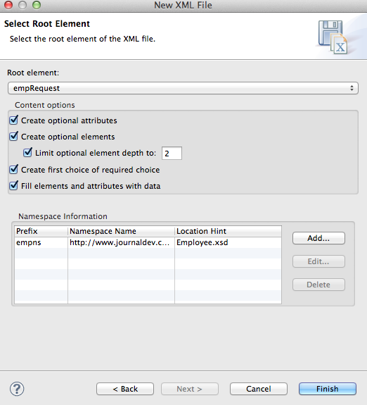 Eclipse xml from xsd