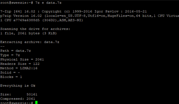Extract file with terminal 7z