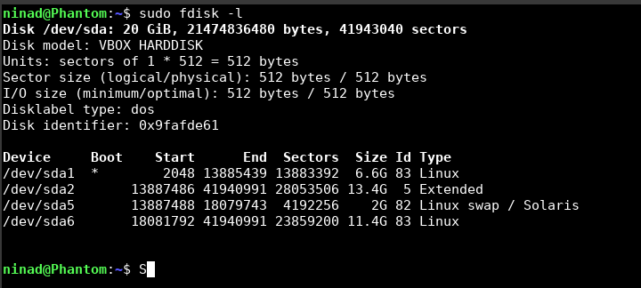 Fdisk l
