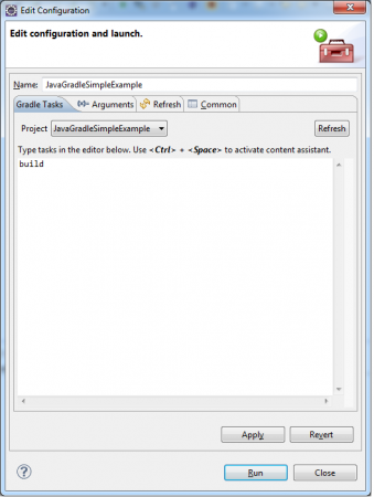Gradle example edit configuration build command1