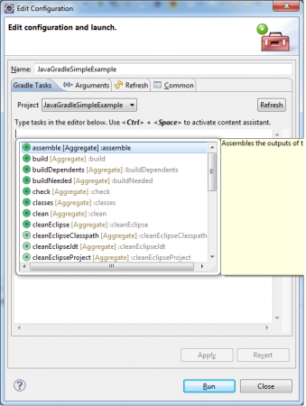 Gradle example edit configuration commands list1
