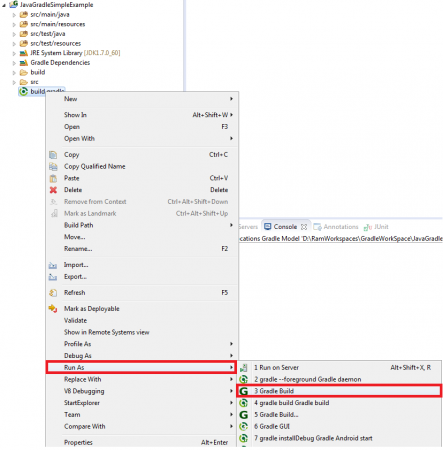 Gradle example select build command1