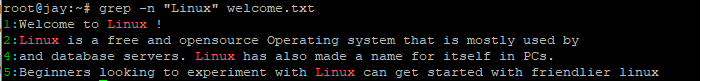 Grep line number where string appears