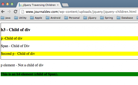 JQuery children example