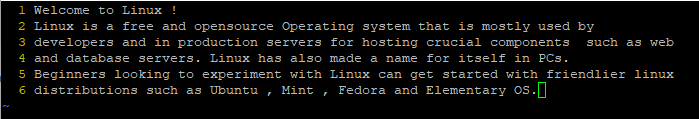 Line number in vim