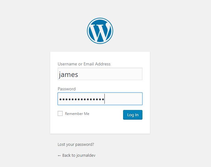 Log in to Wordpress