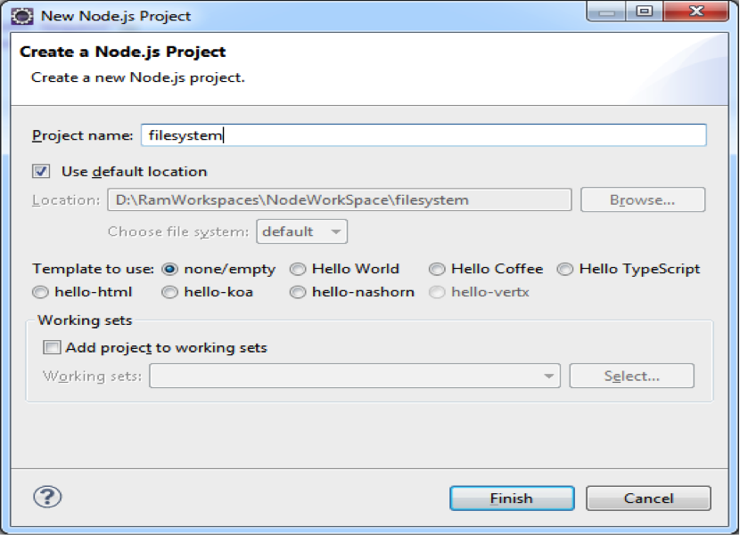Node.js filesystem project