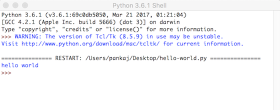 Python hello world mac
