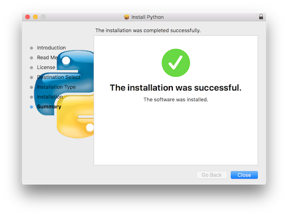 Python install mac success