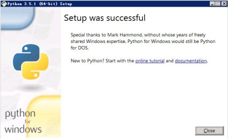 Python windows setup success