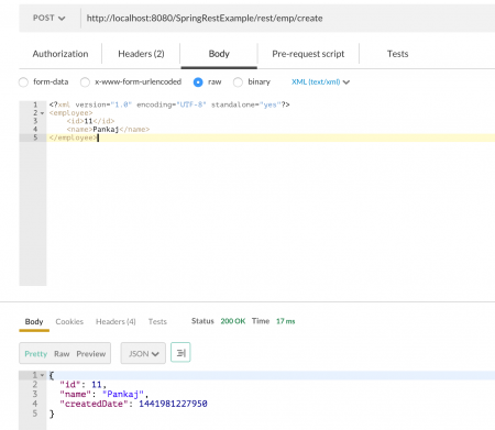 Spring rest xml json