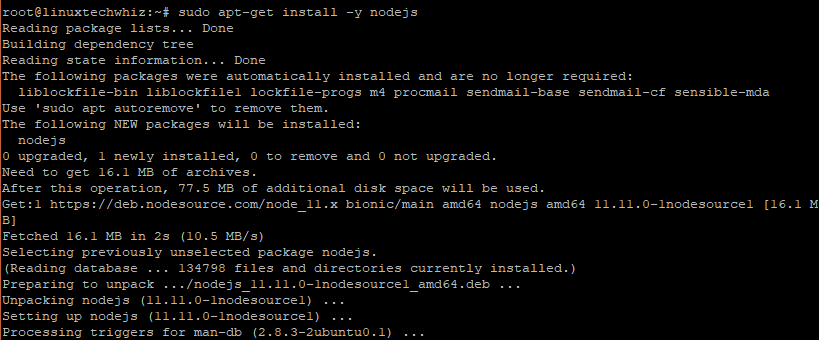 Sudo apt get install nodejs