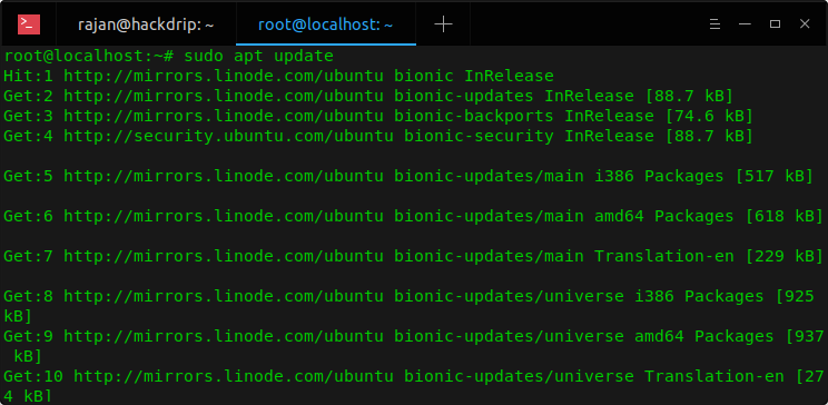 Update with apt