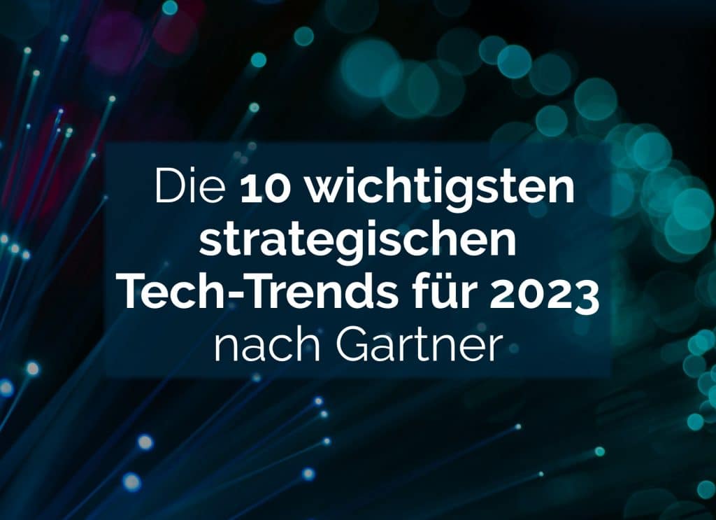 Das Cover eines Buches, das die zehn wichtigsten strategischen Technologietrends für 2023 hervorhebt und sich auf Technologie konzentriert.