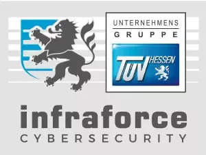 Ein Logo, das die Cybersicherheit der Infrastruktur repräsentiert und Partnerlösungen und Penetrationstests hervorhebt.